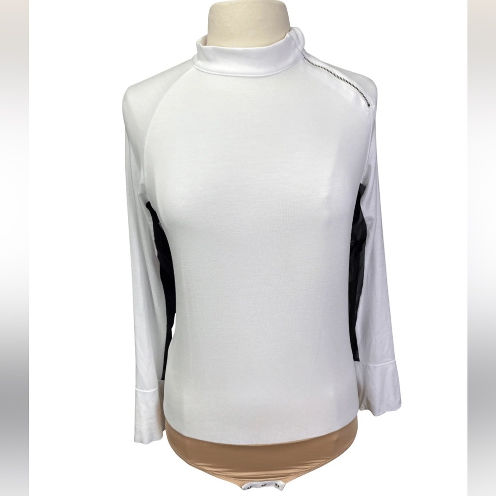 Free x Rein The Moto Equestrian Bodysuit in White/Black - Women's